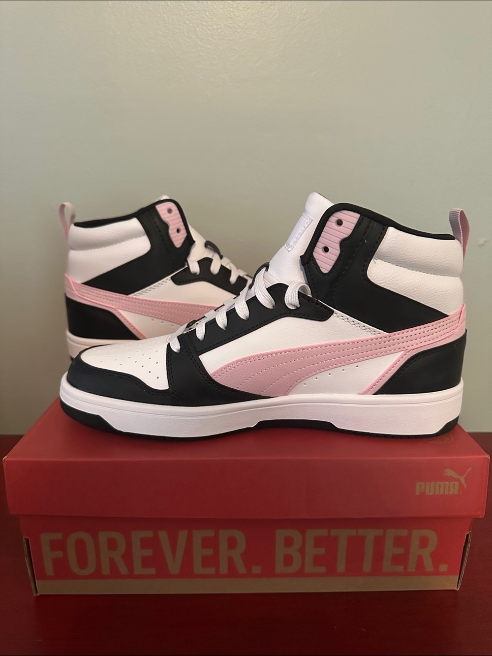 Puma Women’s High-Top Sneakers — White, Pink & Black Women’s Size 10 - Picture 6 of 6